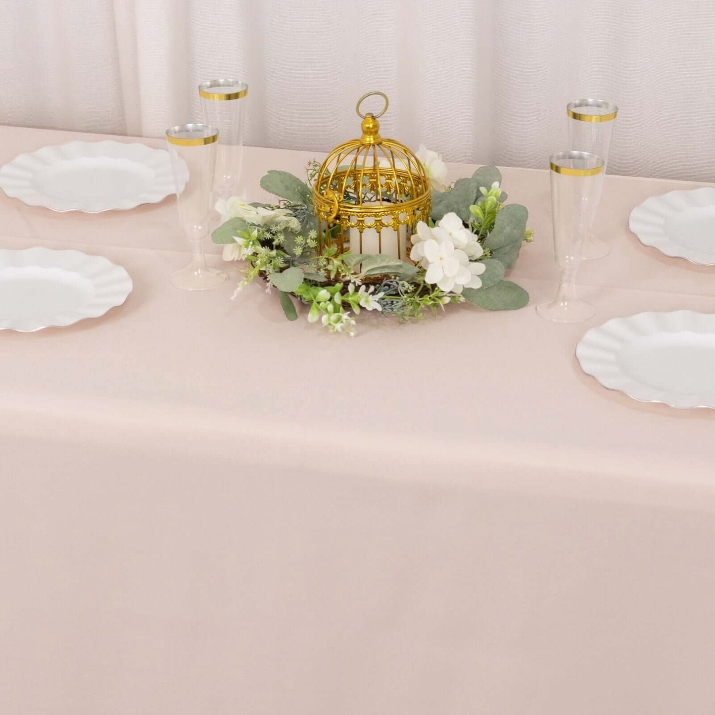Premium Polyester 90"x156" Rectangle Tablecloth Blush - Seamless 220GSM Stain-Resistant Table Cover