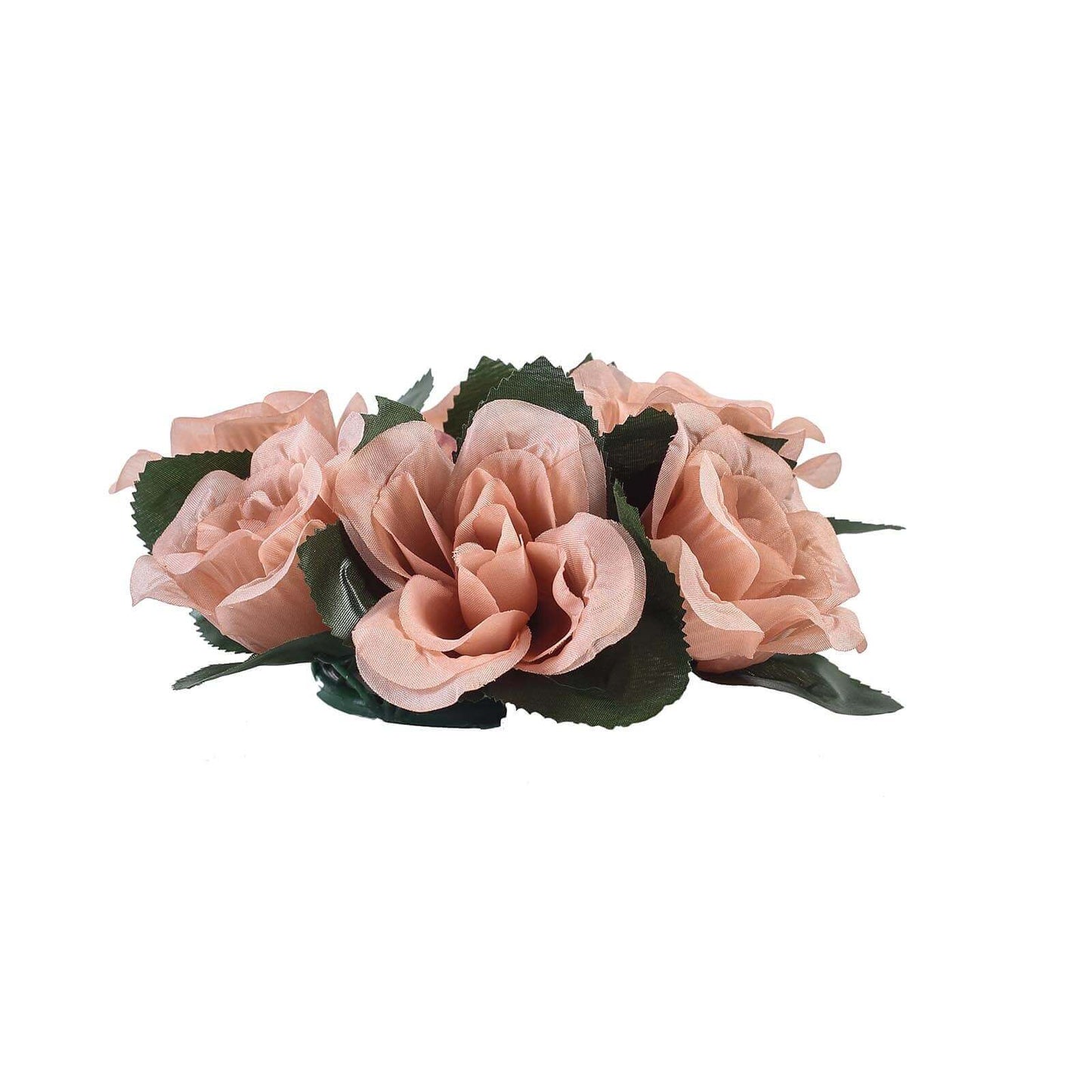 4 Pack 3" Dusty Rose Artificial Silk Rose Flower Candle Ring Wreaths
