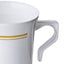 8-Pack Plastic Coffee Mugs White with Gold Stripes - Sturdy Disposable Cups for Coffee and Tea 8oz 4"
