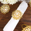 4 Pack Pearl And Diamond Rhinestone Flower Gold Metal Napkin Rings, Decorative Napkin Buckle Holders