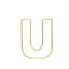 8" Tall Gold Freestanding 3D Decorative Wire Letter, Wedding Centerpiece - U