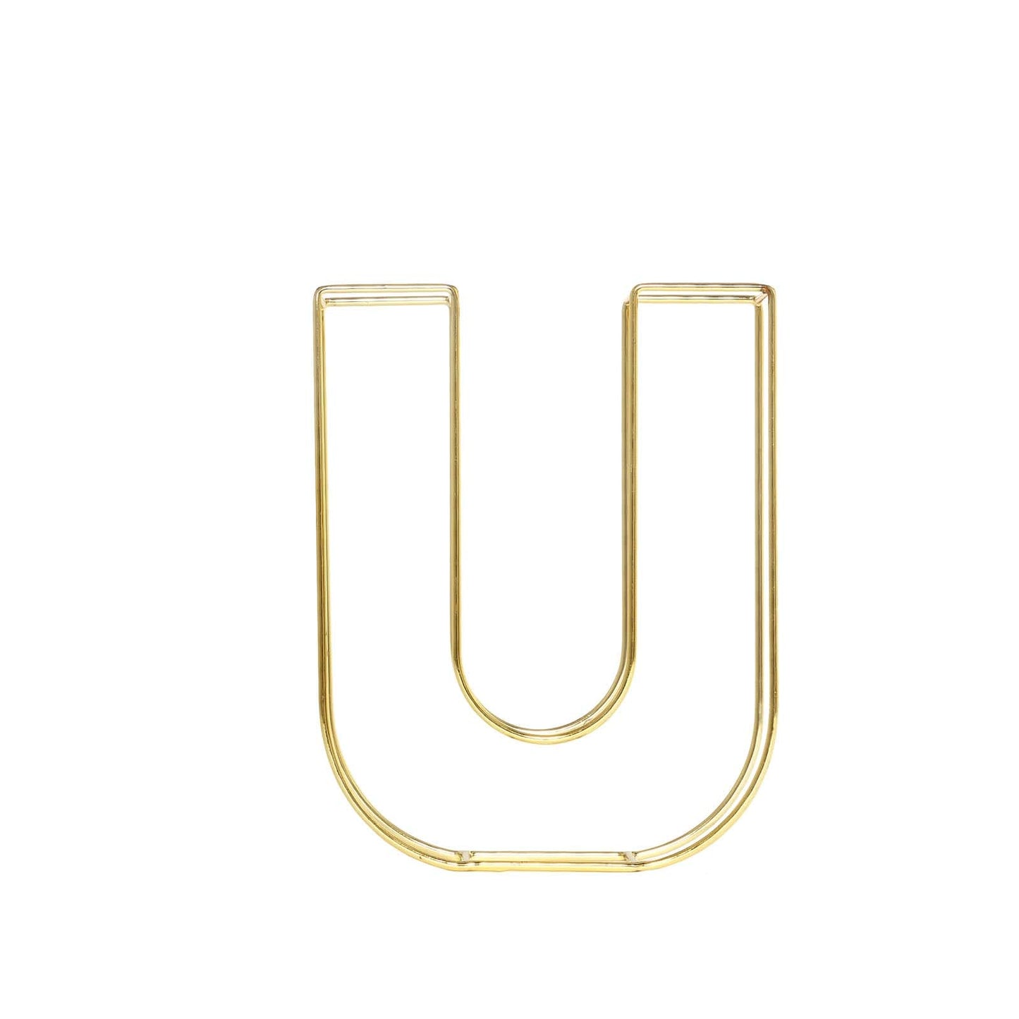 8" Tall Gold Freestanding 3D Decorative Wire Letter, Wedding Centerpiece - U