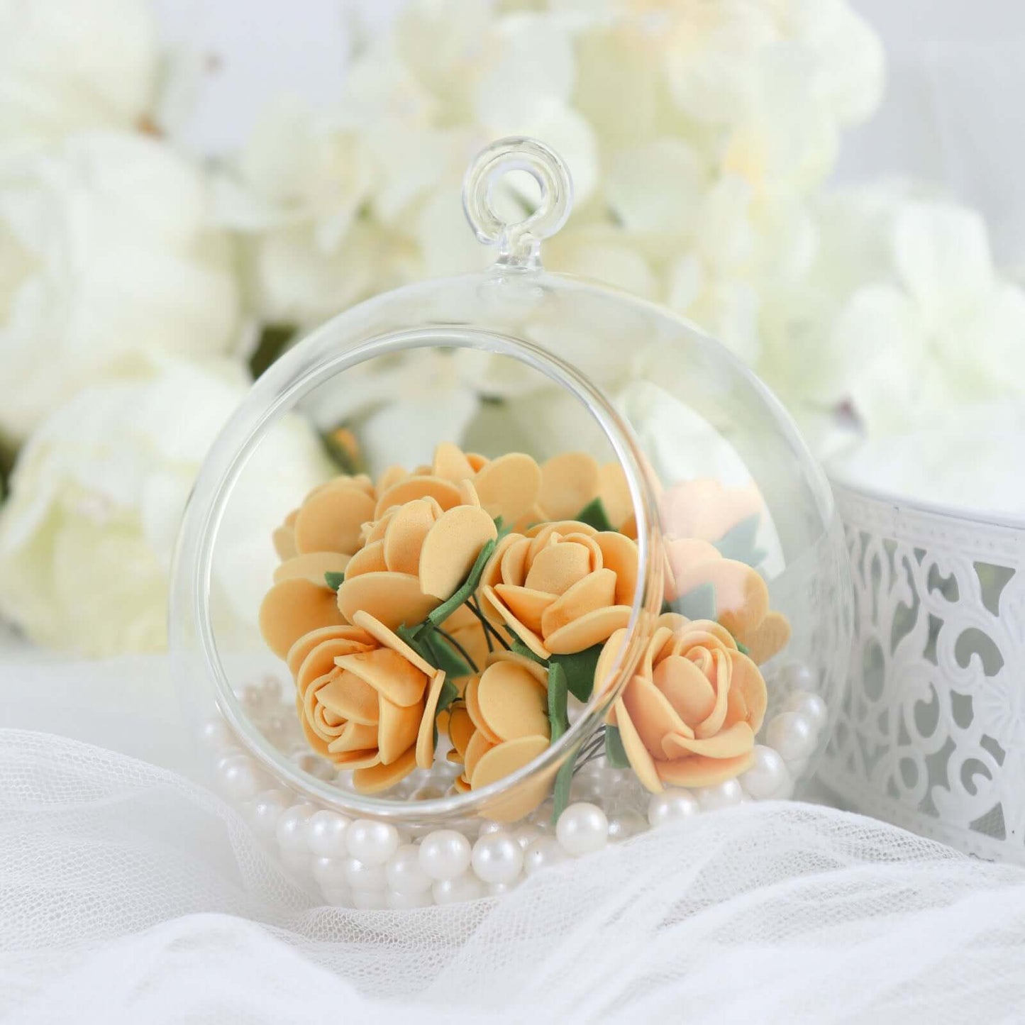 48 Roses 1" Gold Real Touch Artificial DIY Foam Rose Flowers With Stem, Craft Rose Buds