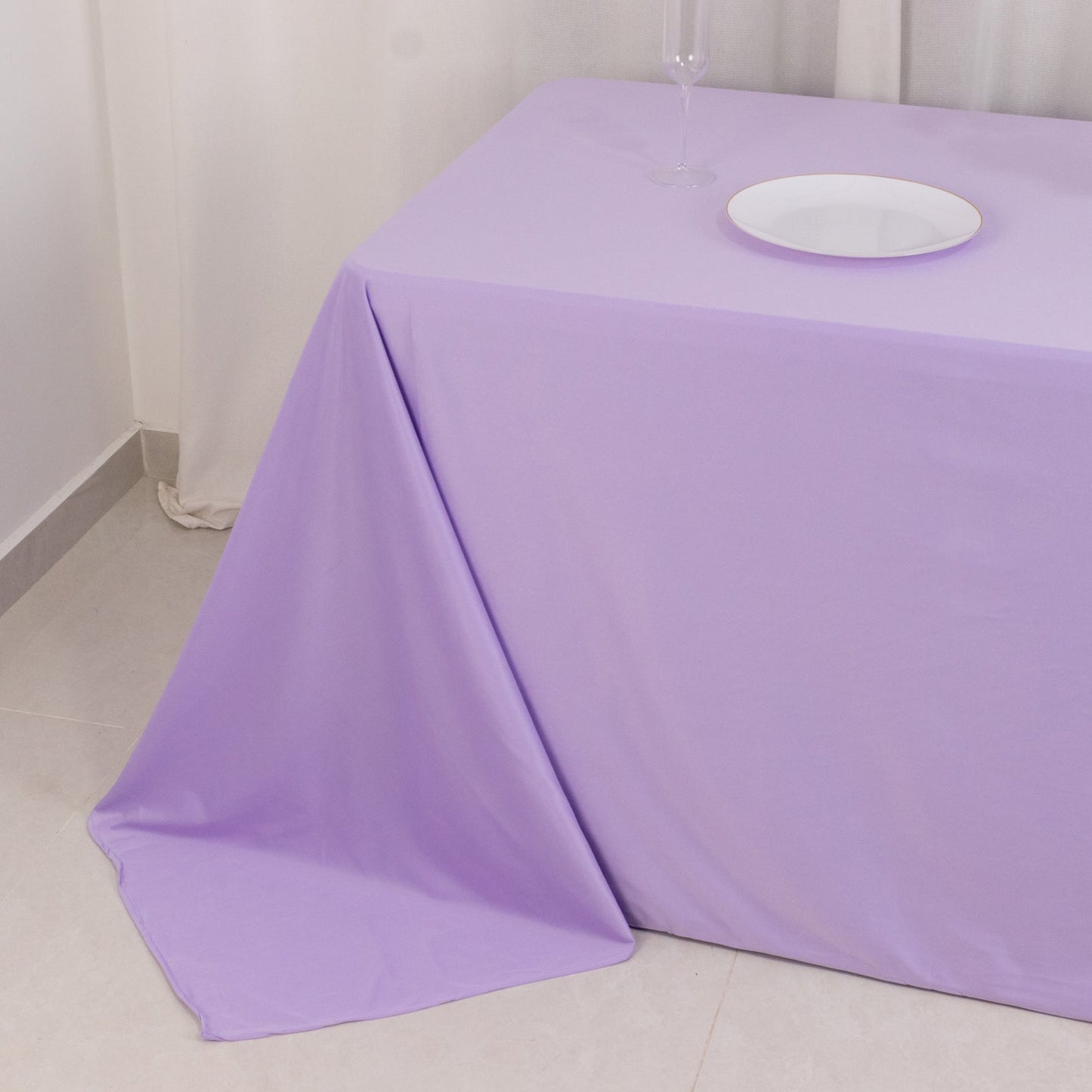 Scuba Rectangular 90"x132" Tablecloth Lavender Lilac - Wrinkle Free, Stain Resistant & Seamless Table Cover