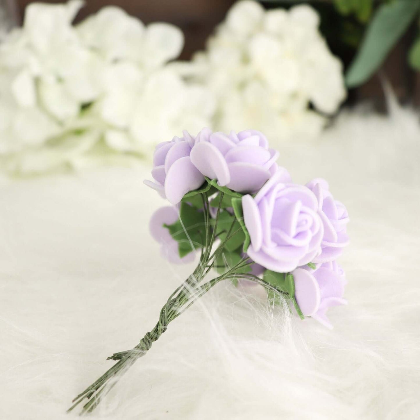 48 Roses 1" Lavender Lilac Real Touch Artificial DIY Foam Rose Flowers With Stem, Craft Rose Buds