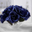 12" Navy Blue Artificial Velvet-Like Fabric Rose Flower Bouquet Bush