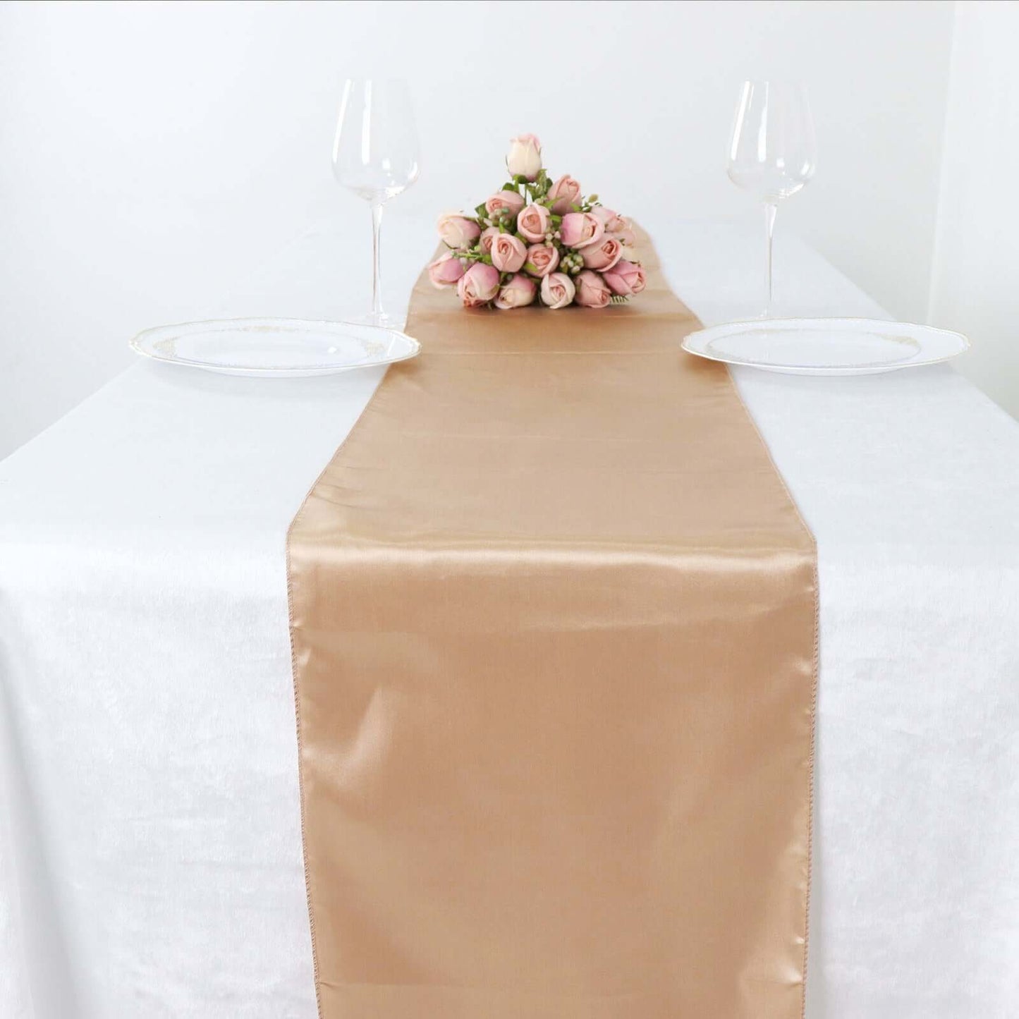 Satin 12"x108" Table Runner Nude - Stylish Table Linen