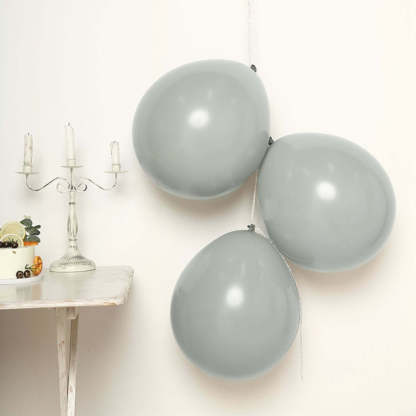 10 Pack 18" Matte Pastel Silver Helium or Air Latex Party Balloons