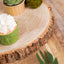 2-Tier Wooden Cheese Board Stand Elm Wood Slice Design Natural - Rustic Cupcake Centerpiece 8"