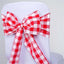 5 Pack Polyester Chair Sashes Red/White Buffalo Plaid - Durable & Reusable Chair Bows 6"x108"