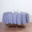 Polyester 90" Round Tablecloth White/Navy Blue - Checkered Buffalo Plaid Table Cover