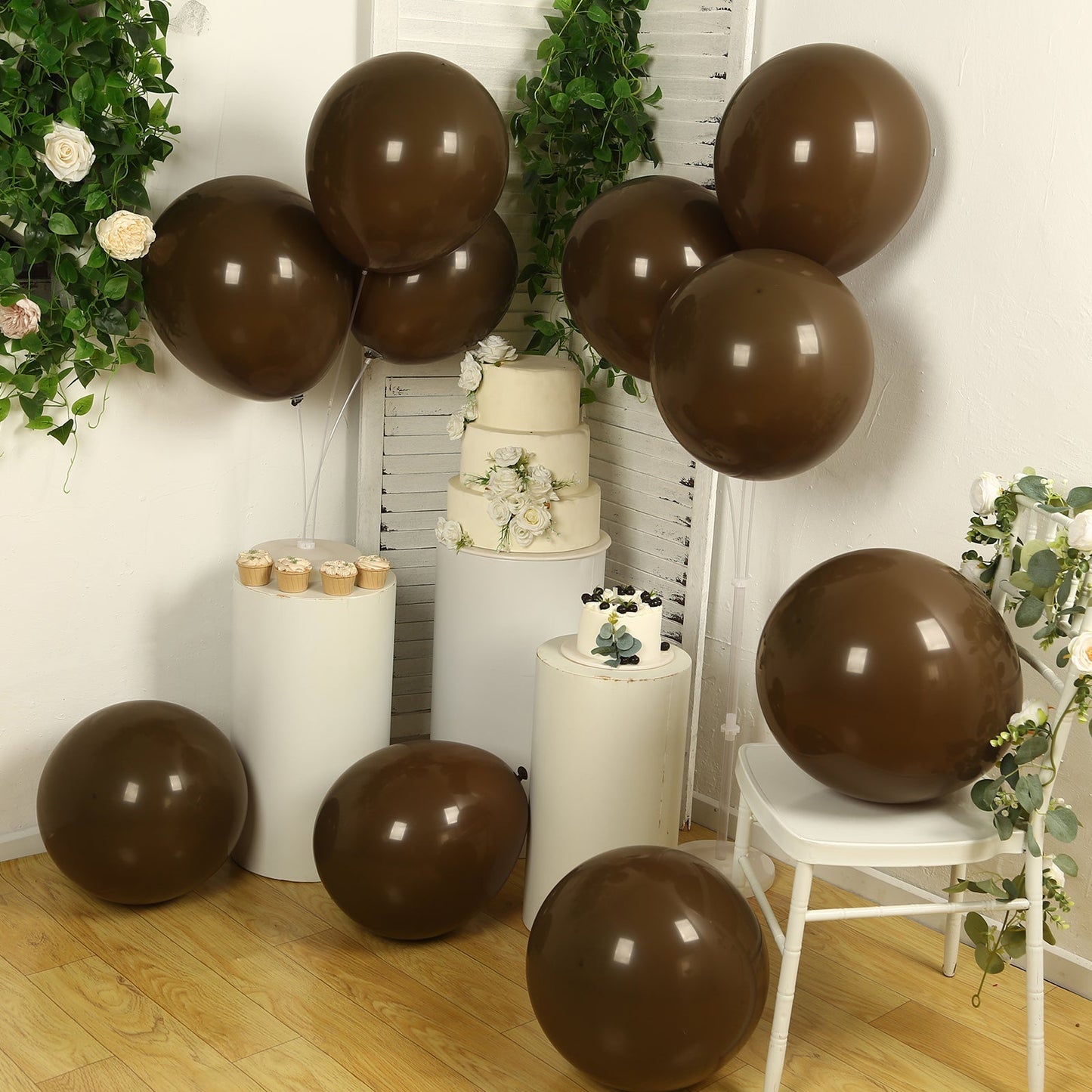 10 Pack Matte Pastel Cinnamon Brown Biodegradable Balloons 18", Round Eco-friendly Thick Latex Party Balloons