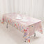 5-Pack Plastic Table Covers Blush Rectangle with Butterfly Floral Print - Decorative PVC Disposable Covers 54"x108"