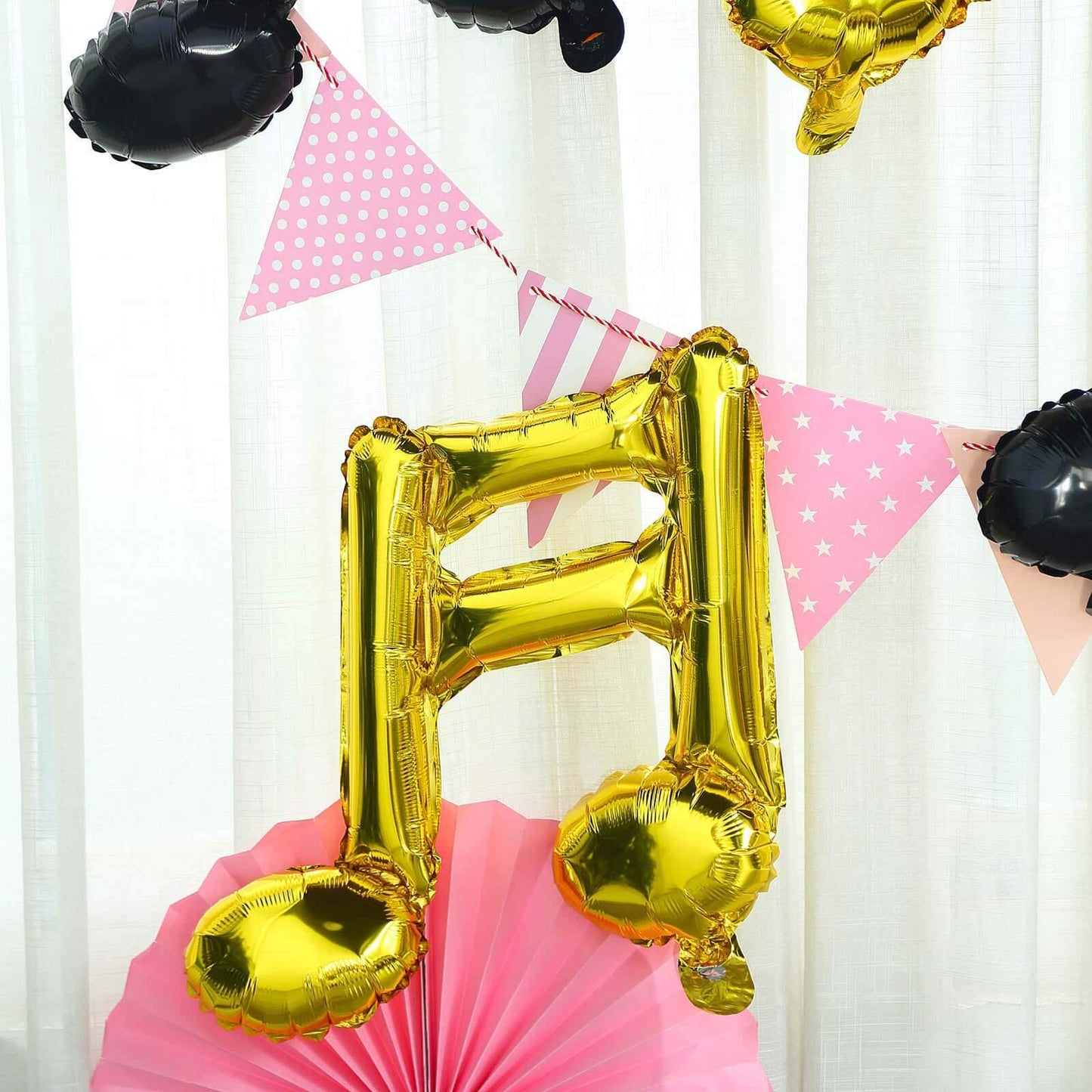 6 Pack Metallic Gold Single and Double Music Note Mylar Foil Balloons