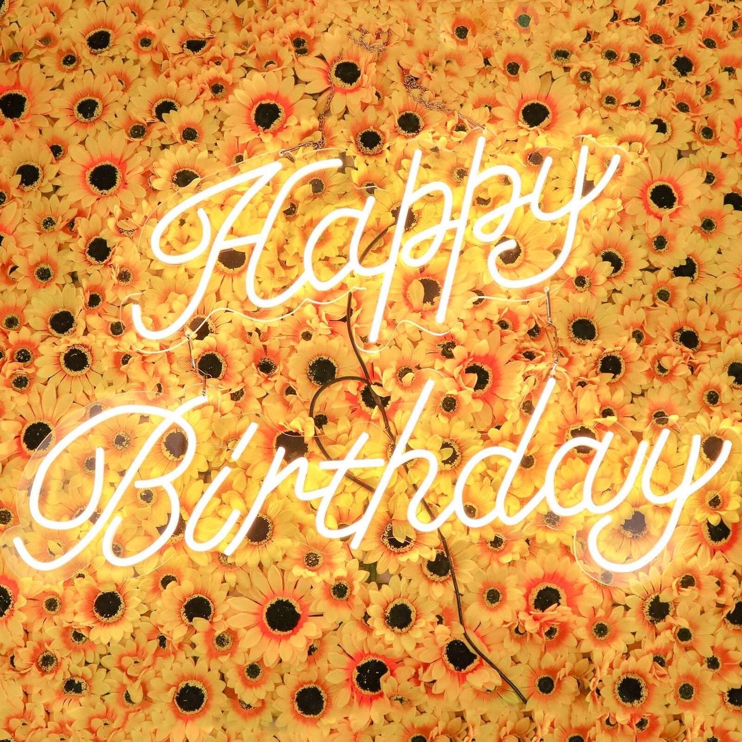 32" Happy Birthday Neon Light Sign, LED Reusable Wall DÃ©cor Lights With 5ft Hanging Chain