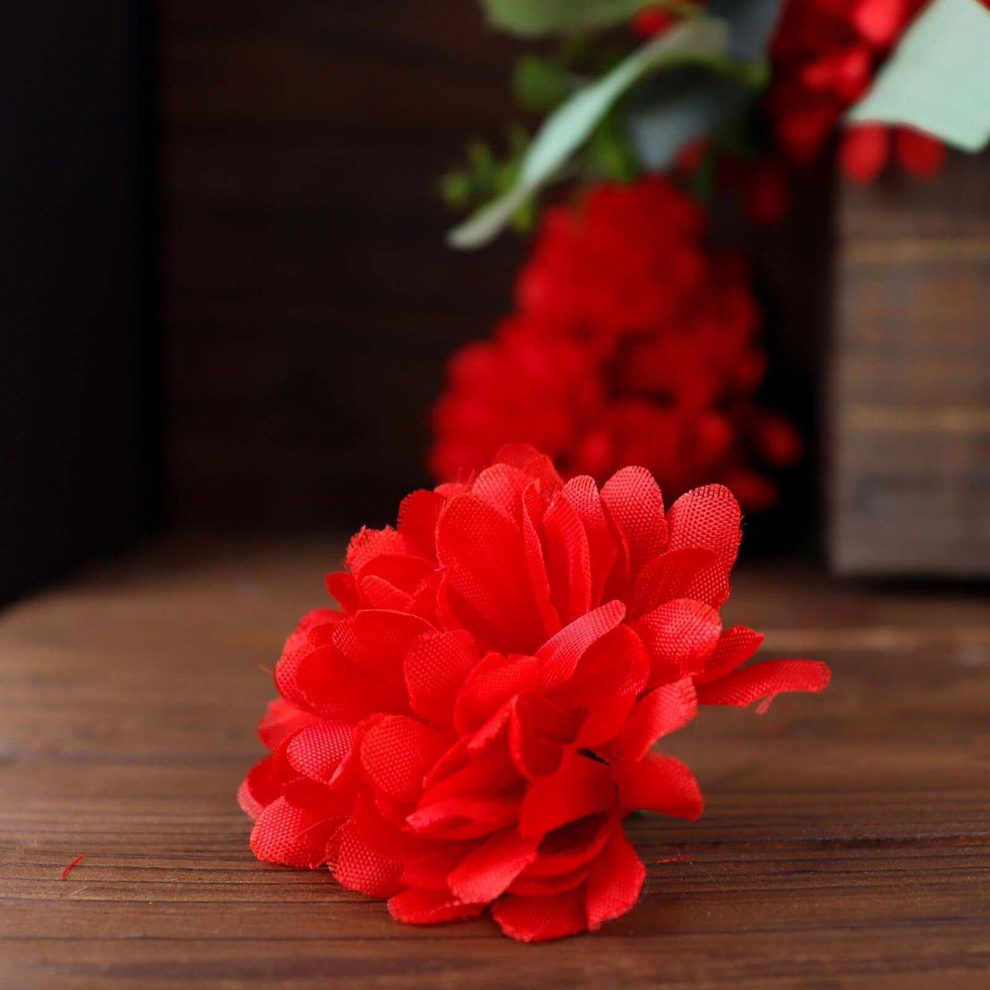 12 Bushes Red Artificial Silk Chrysanthemum Flower Bouquets