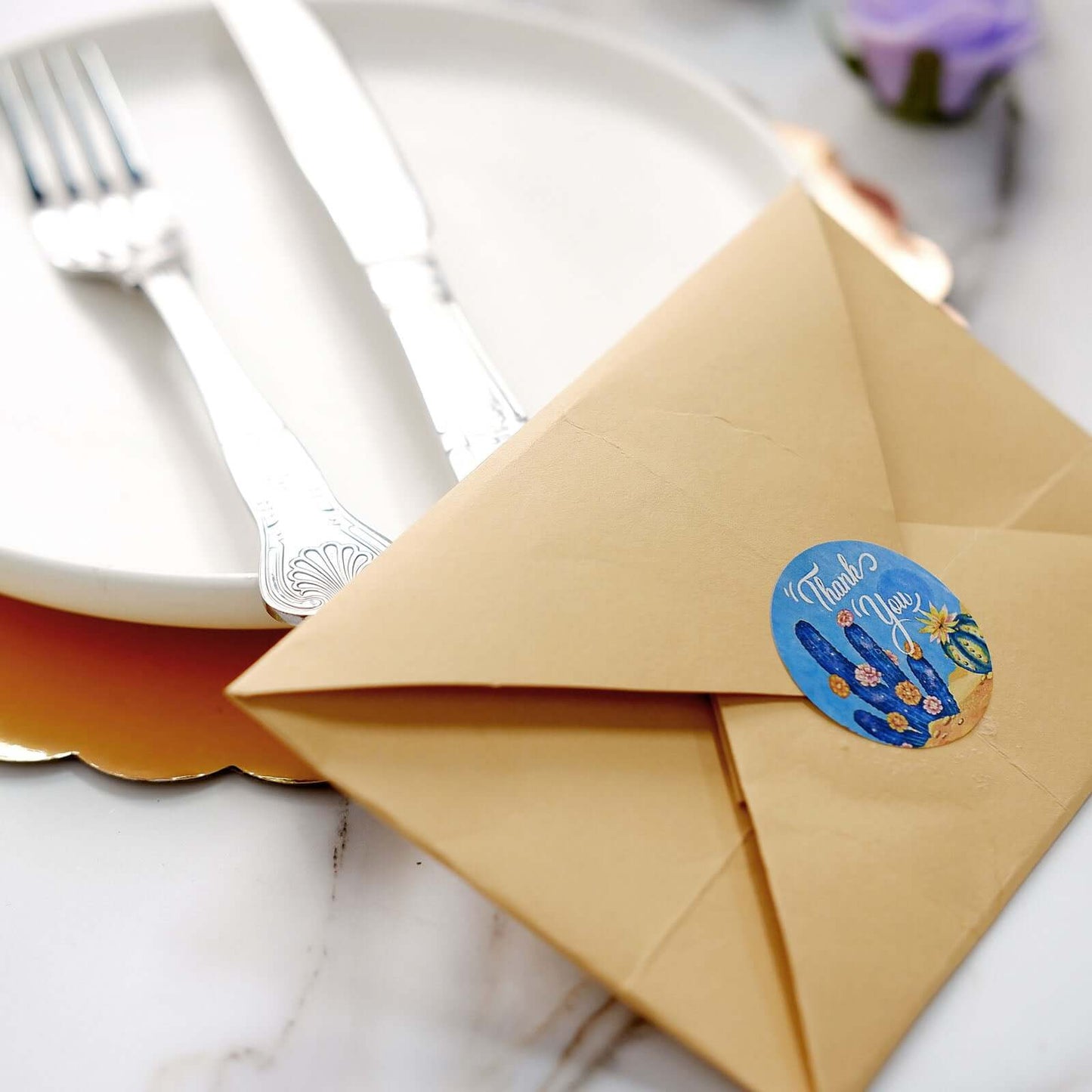 500Pcs 1.5" Thank You Tropical Colorful Floral Stickers Roll, Labels For DIY Envelope Seal - Round