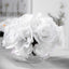 12" White Artificial Velvet-Like Fabric Rose Flower Bouquet Bush