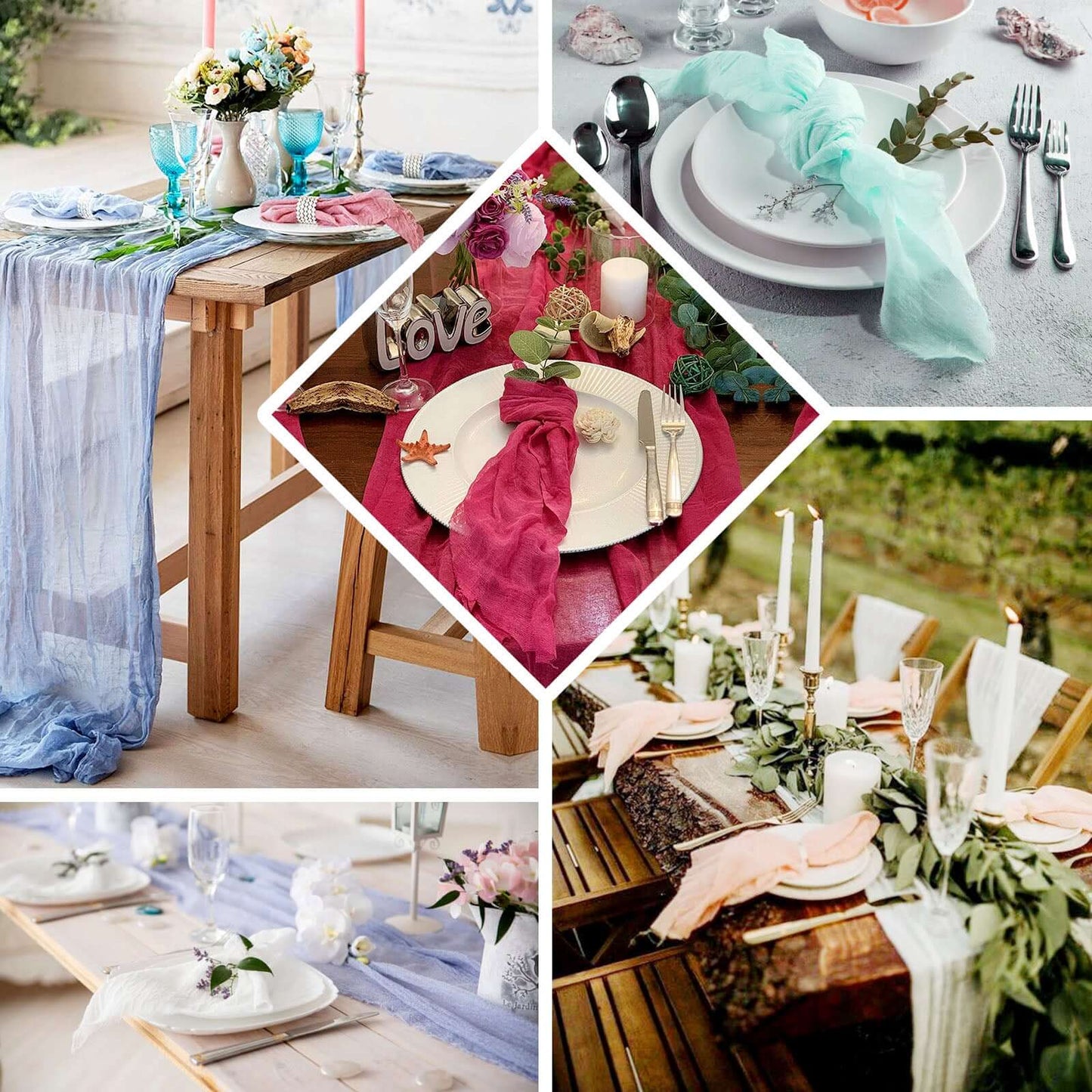 5 Pack Gauze Cheesecloth 24"x19" Napkins Dusty Rose Reusable Dinner Napkins