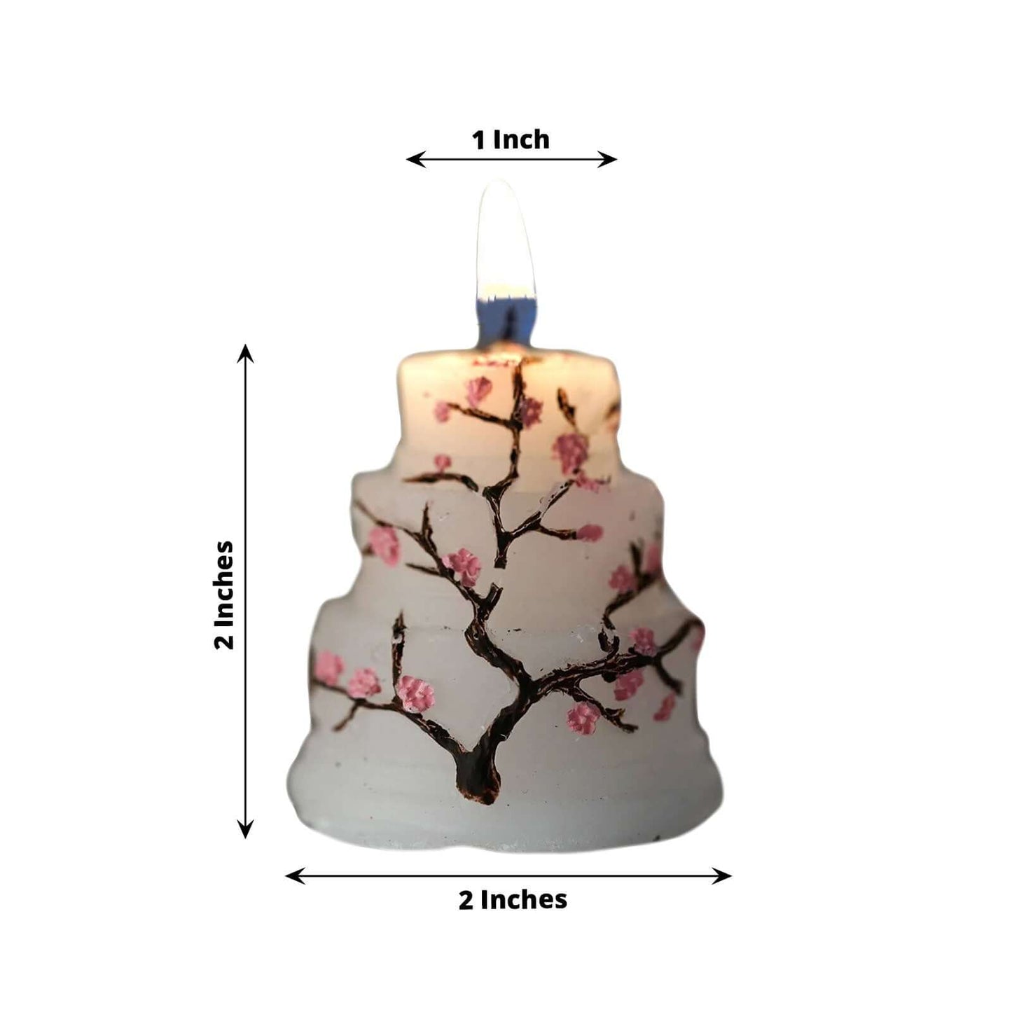 Wedding Cake Candle Cherry Blossom Design Gift Wrapped with Thank You Tag - Chic Party Favors for Special Occasions 2"