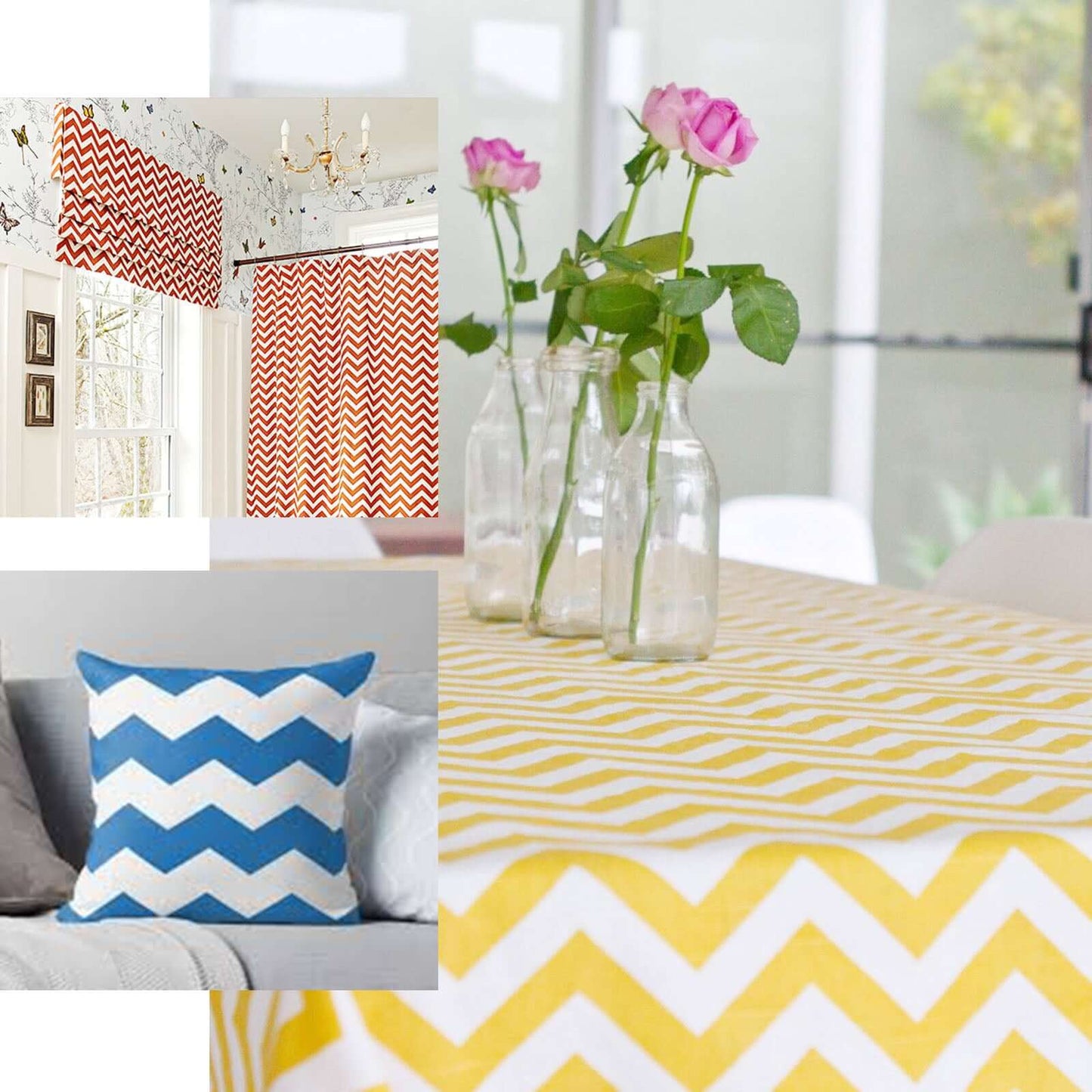 54"x10 Yards Champagne White Chevron Print Satin Fabric Roll, Zig Zag DIY Craft Fabric Bolt