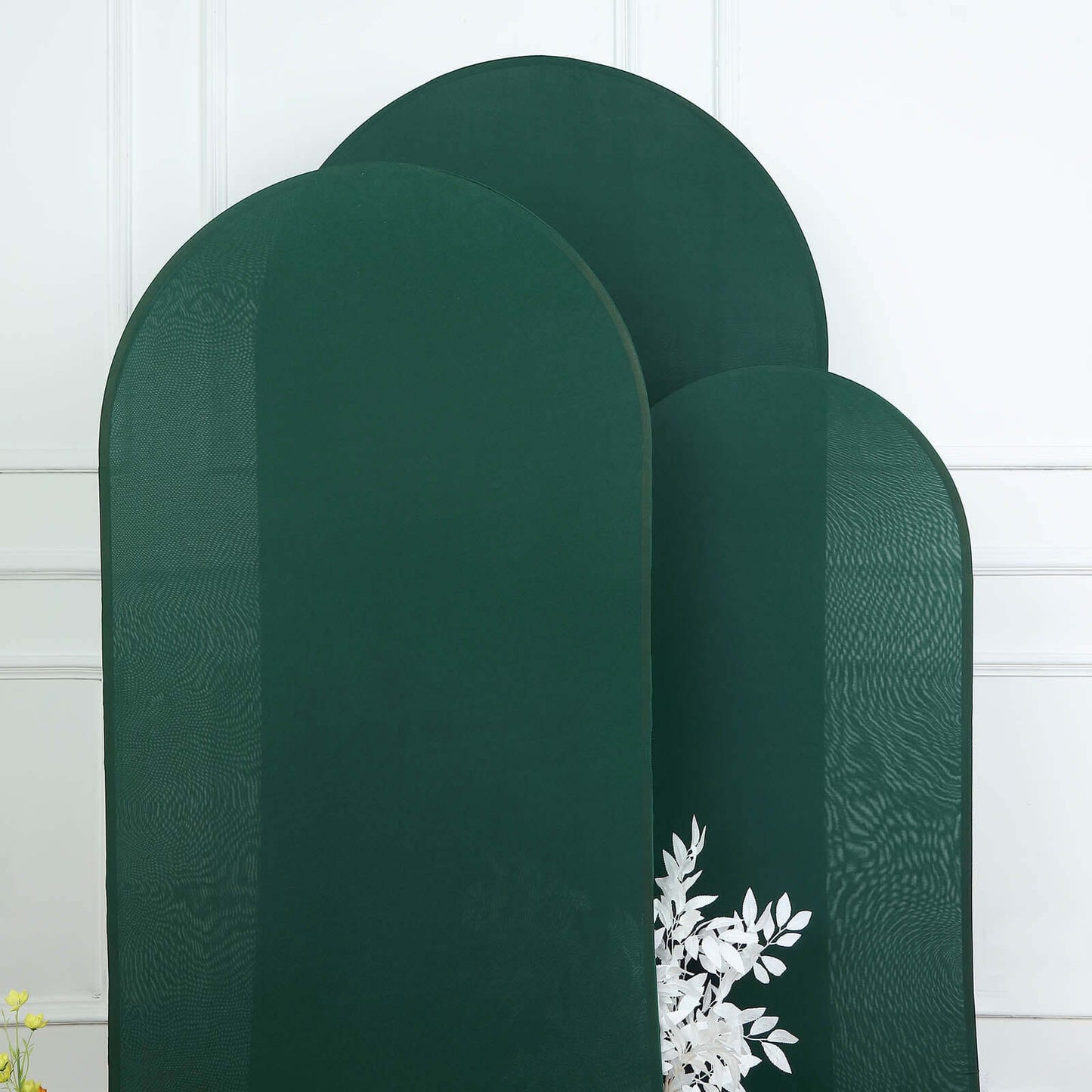 Set of 3 Matte Hunter Emerald Green Spandex Fitted Chiara Backdrop Stand Cover For Round Top Wedding Arch - 5ft, 6ft, 7ft