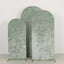 Set of 3 Sage Green Crushed Velvet Chiara Backdrop Stand Covers For Round Top Wedding Arches - 5ft, 6ft, 7ft