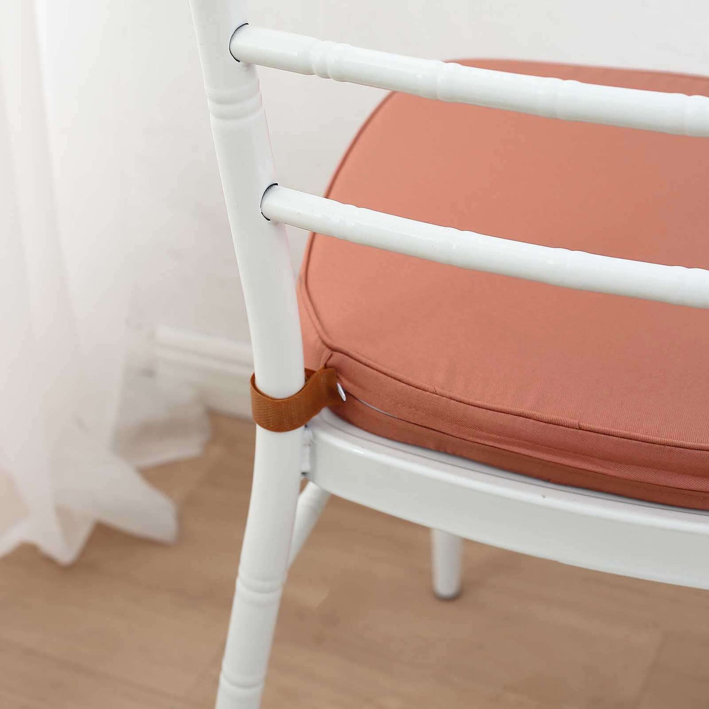 Chiavari Chair Cushion with 1.5" Thick Memory Foam and Ties Terracotta (Rust) - Stylish Removable Cover for Comfort