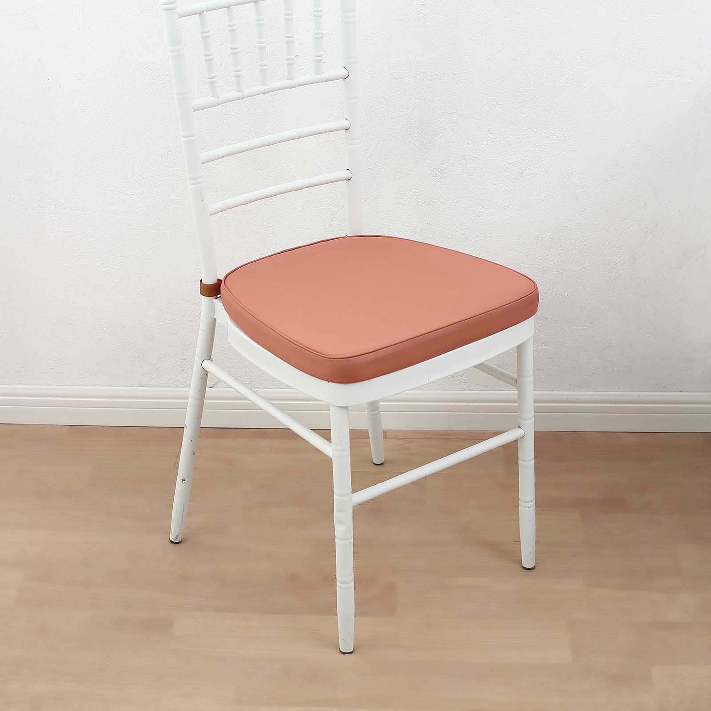 Chiavari Chair Cushion with 1.5" Thick Memory Foam and Ties Terracotta (Rust) - Stylish Removable Cover for Comfort