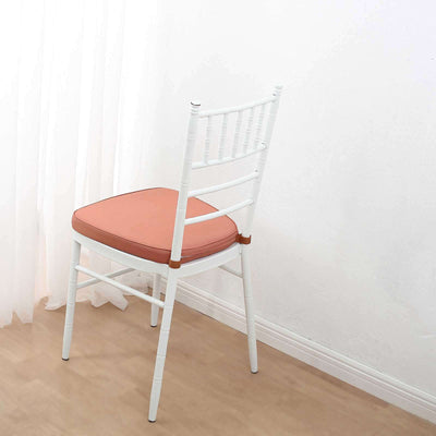 Chiavari Chair Cushion with 1.5’’ Thick Memory Foam and Ties Terracotta (Rust) - Stylish Removable Cover for Comfort
