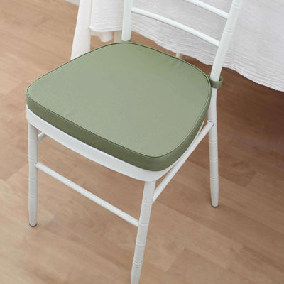 Chiavari Chair Cushion with 1.5’’ Thick Memory Foam and Ties Dusty Sage Green - Stylish Removable Cover for Comfort