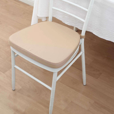 Chiavari Chair Cushion with 1.5’’ Thick Memory Foam and Ties Nude - Stylish Removable Cover for Comfort - Cushions