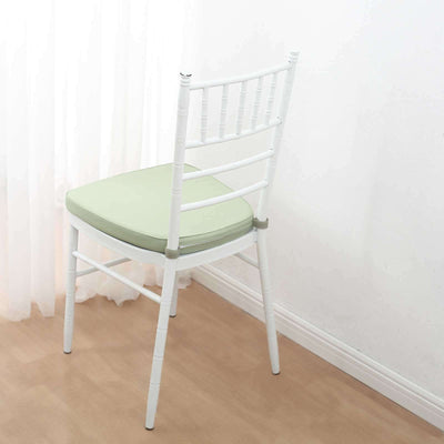 Chiavari Chair Cushion with 1.5’’ Thick Memory Foam and Ties Sage Green - Stylish Removable Cover for Comfort - Cushions