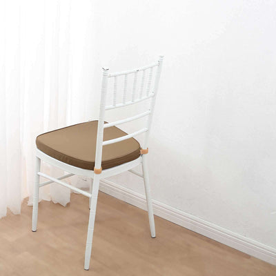 Chiavari Chair Cushion with 1.5’’ Thick Memory Foam and Ties Taupe - Stylish Removable Cover for Comfort - Cushions