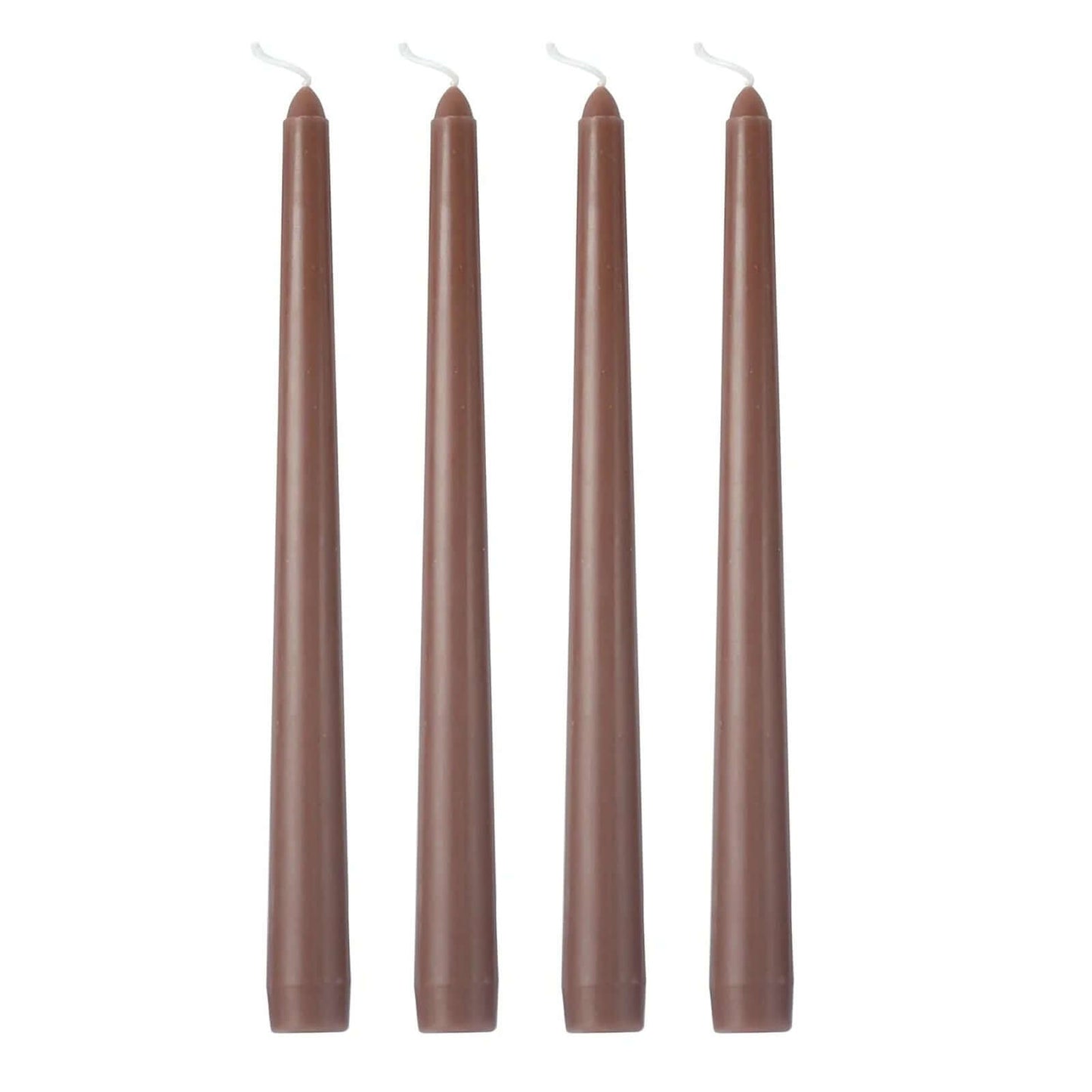 12-Pack Taper Candles Premium Wax Design Mocha Brown - Unscented Candles for Upscale Settings 10"