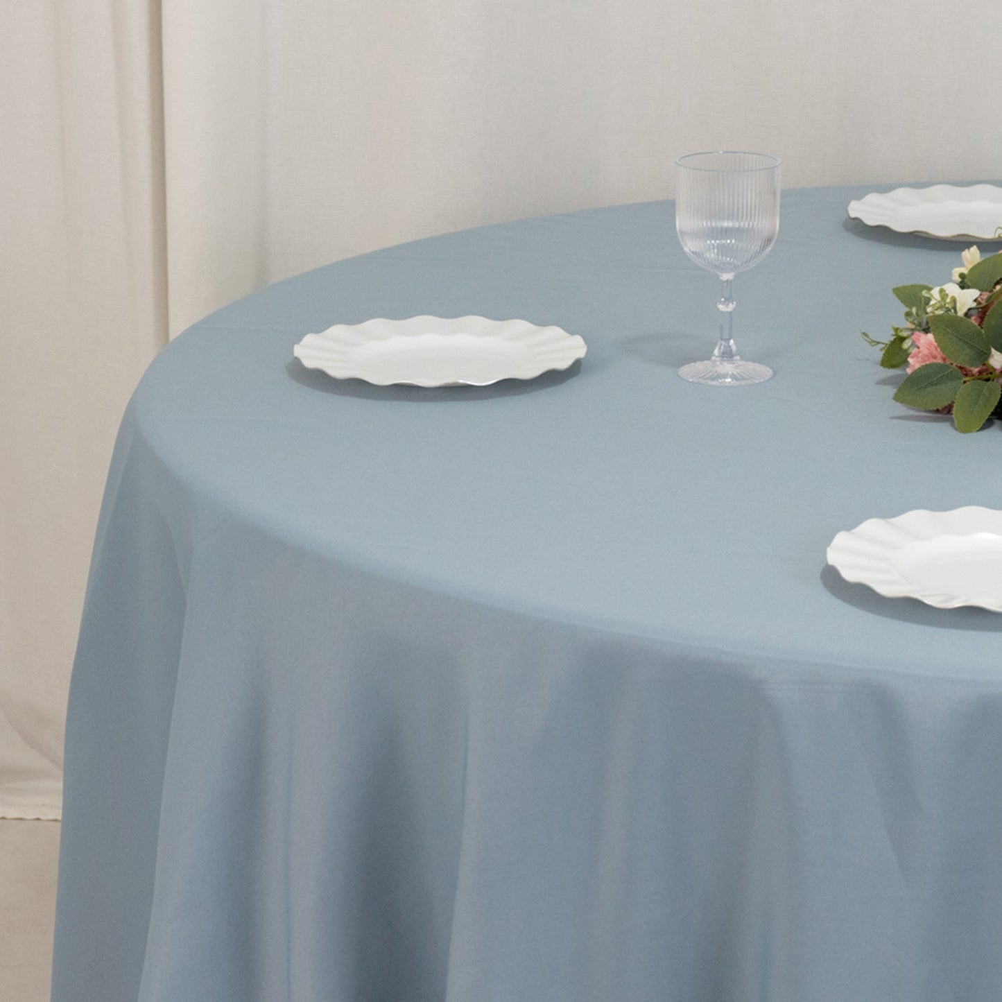 Premium Polyester 120" Round Tablecloth Dusty Blue - Seamless 220GSM Wrinkle-Resistant Table Cover