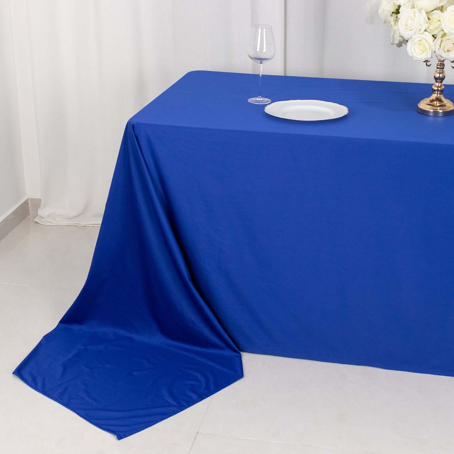 Scuba Rectangular 90"x156" Tablecloth Royal Blue - Wrinkle Free, Stain Resistant & Seamless Table Cover
