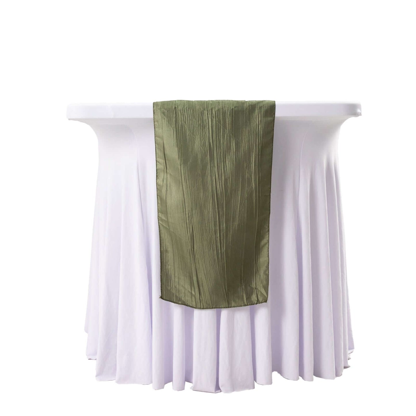 Taffeta 12"x108" Table Runner Dusty Sage Green - Accordion Crinkle Design