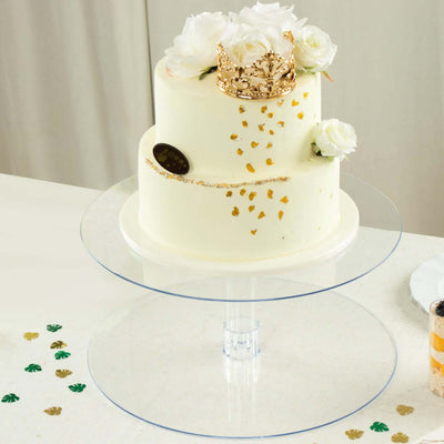 2-Tier Acrylic Round Cake Stand Set Clear - Chic Versatile Cupcake Holder Dessert Display Pedestal for Wedding Buffet & Catering Displays 18"