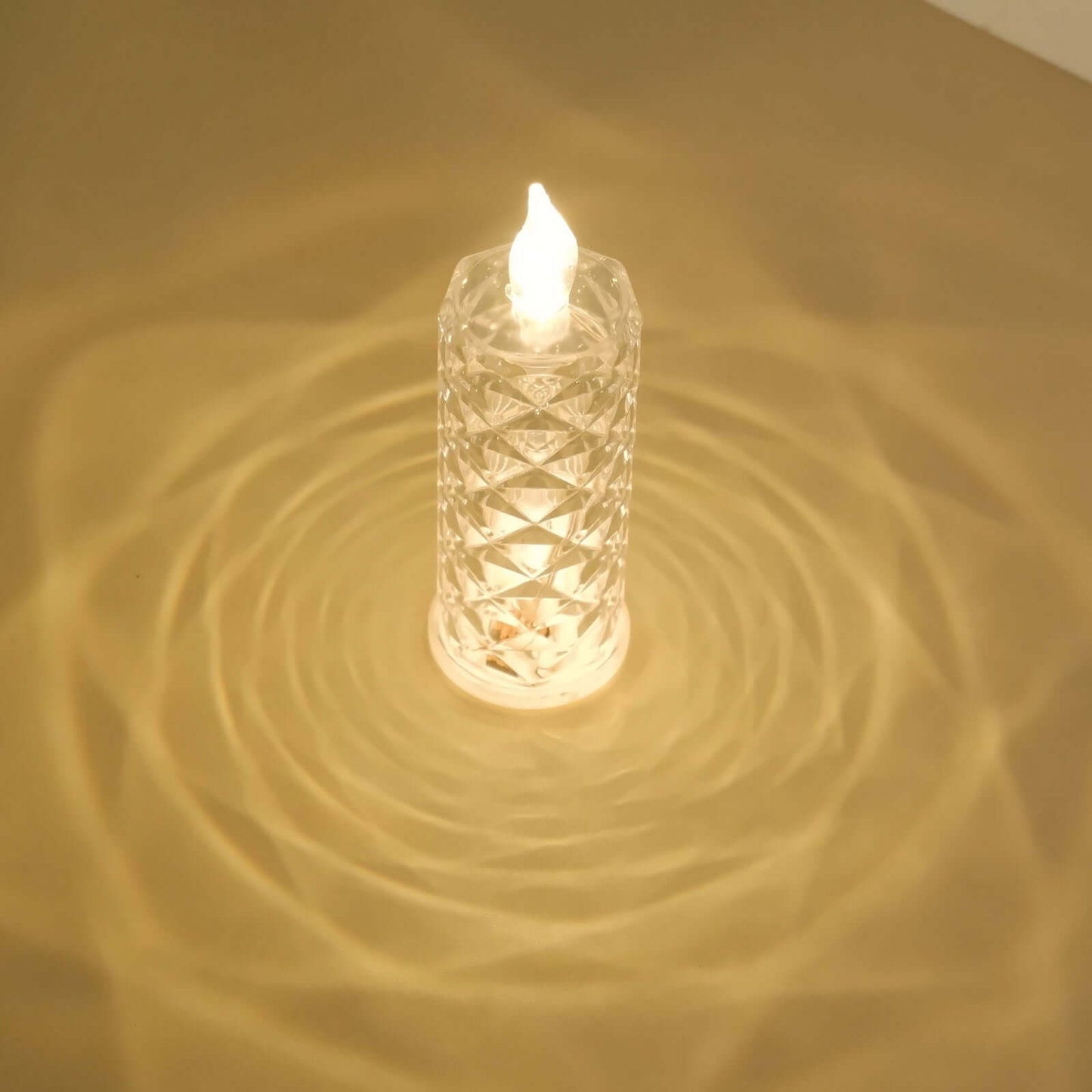 3-Pack LED Flameless Candle Lights Rose Halo Acrylic Diamond Pattern Warm White - Pillar Lamps 6"