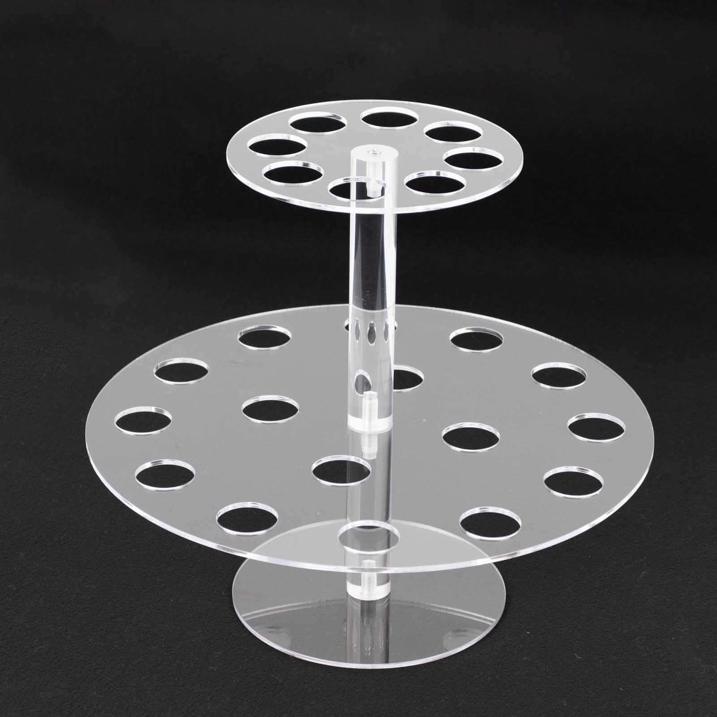2 Tier Acrylic Round Ice Cream Cone Holder Clear - Sturdy Appetizer Dessert Display Stand with 24-Slots for Easy & Stylish Event Party Table Setup 12"