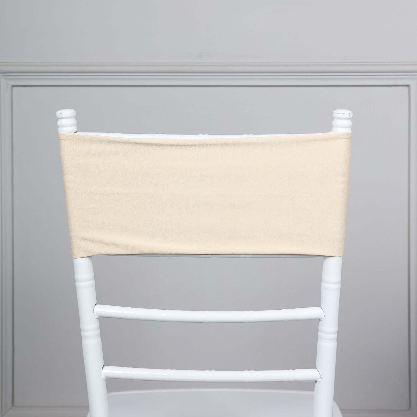 5 Pack Stretch Spandex Chair Sashes Beige - Fitted Finish Two Ply Heavy Duty Chair Bands 5"x12"