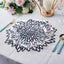 6-Pack Dining Table Mats Floral Design Black - Metallic Vinyl Round Non-Slip Mats for Tables 15"