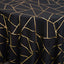 Polyester 120" Round Tablecloth Black with Gold Foil Geometric Pattern Wrinkle-Resistant Seamless Table Cover