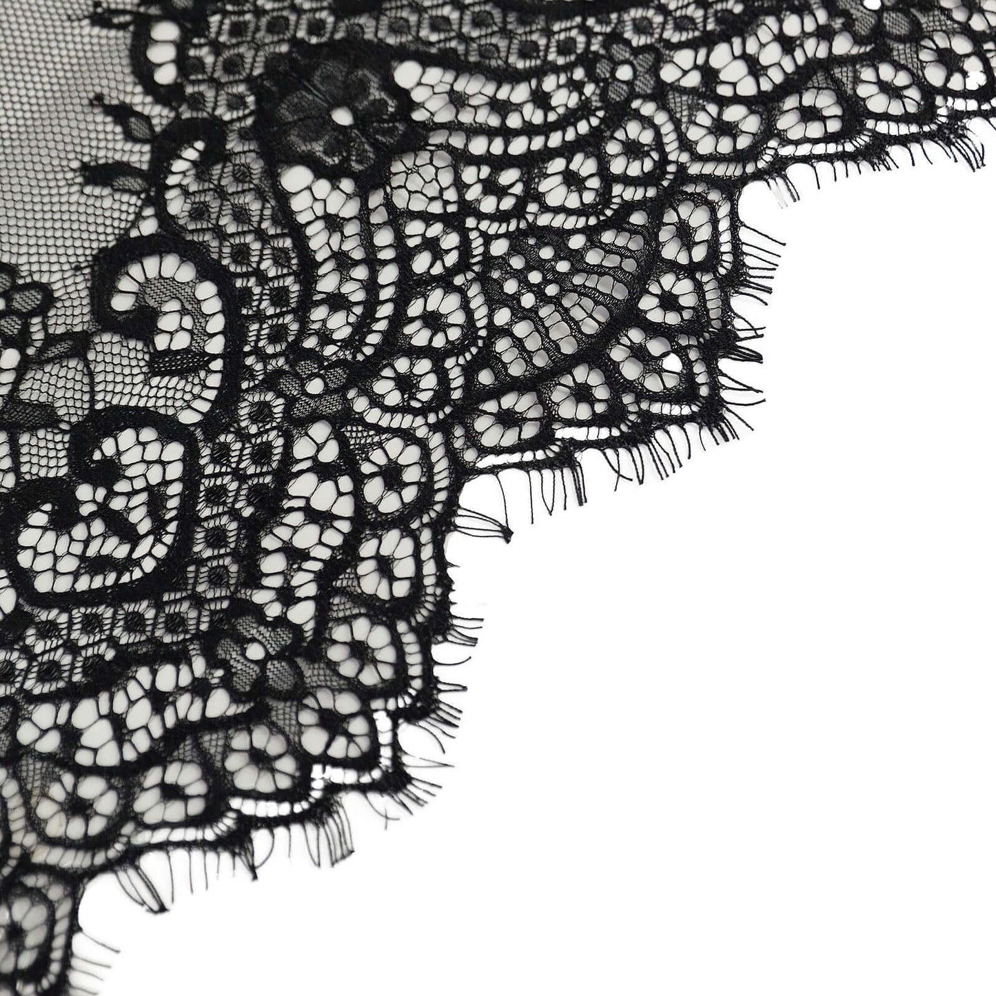 Premium Lace Fabric 15"x117" Table Runner Black - Scalloped Lace Elegance