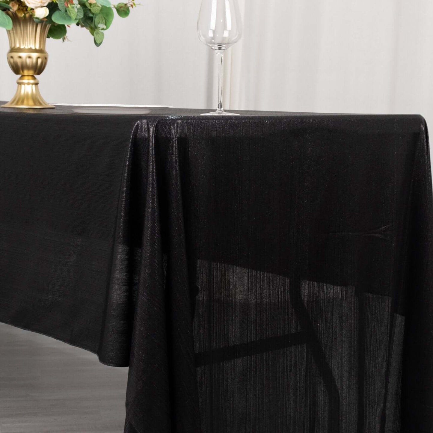 Sequin Dots Polyester 60"x126" Rectangle Tablecloth Shimmering Black - Wrinkle Free & Sparkling Table Cover