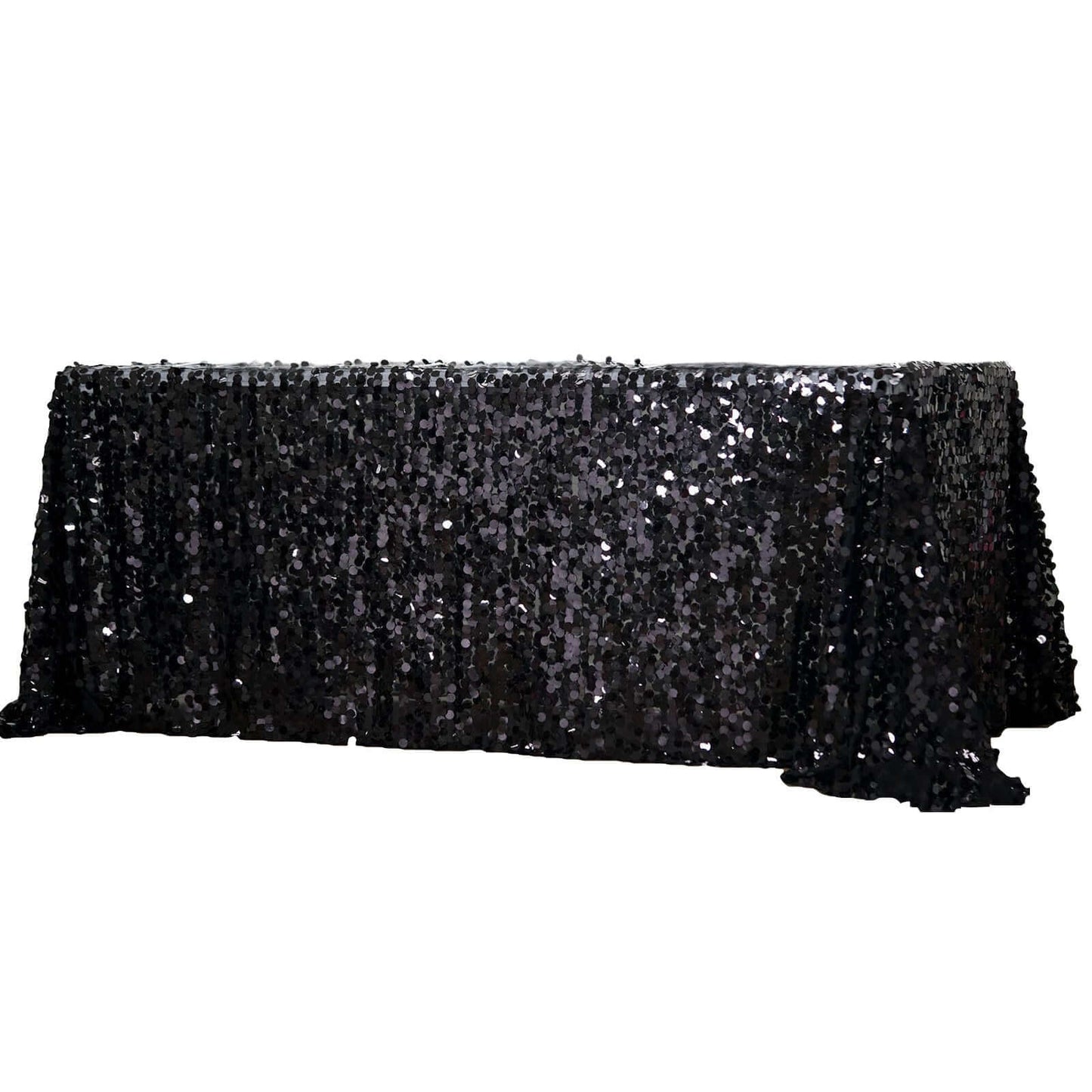 Sequin 90"x156" Rectangle Tablecloth Black - Seamless Big Payette Table Cover