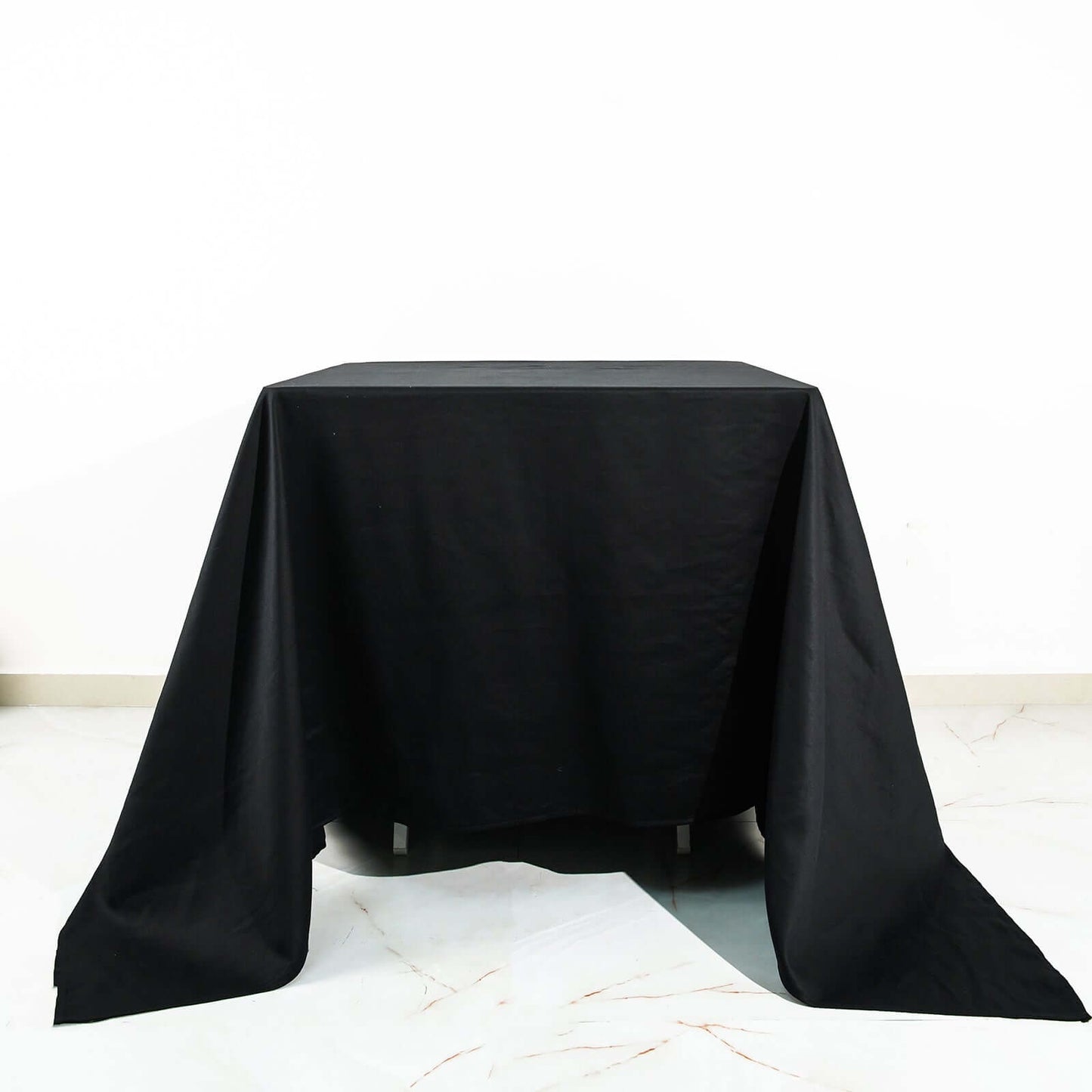 100% Cotton 90"x90" Square Tablecloth Black Linen - Soft & Breathable Fabric Table Cover