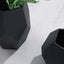 Set of 2 Glass Flower Vases Geometric Design Matte Black - Stylish Modern Candle Holder Centerpieces 5", 8"