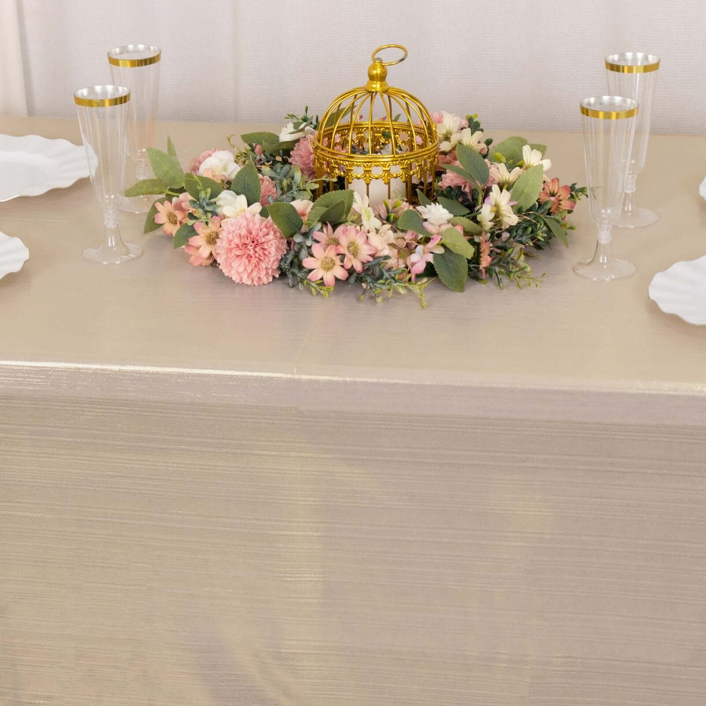 Sequin Dots Polyester 60"x126" Rectangle Tablecloth Shimmering Blush - Wrinkle Free & Sparkling Table Cover